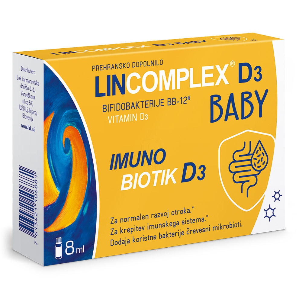 Lincomplex Baby Imuno Biotik D3 Lek, kapljice (8 ml)