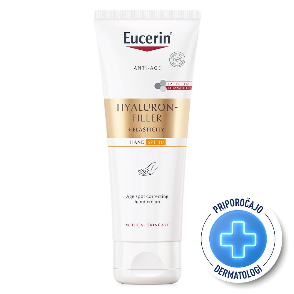 Eucerin Hyaluron-Filler + Elasticity, krema za roke proti starostnim pegam - ZF30 (75 ml)