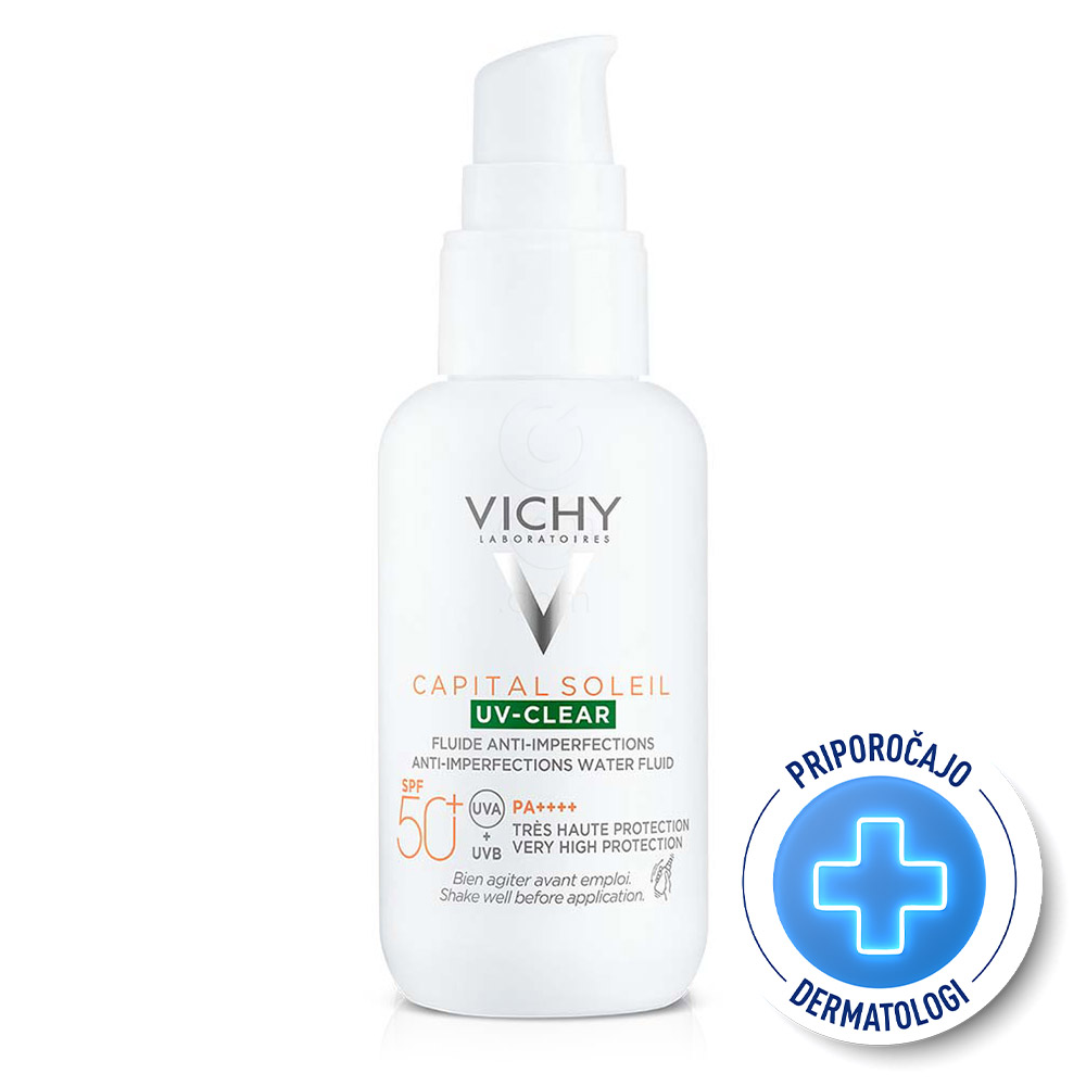 Vichy Capital Soleil UV-Clear, fluid za zaščito pred soncem proti nepravilnostim - ZF50+ (40 ml)