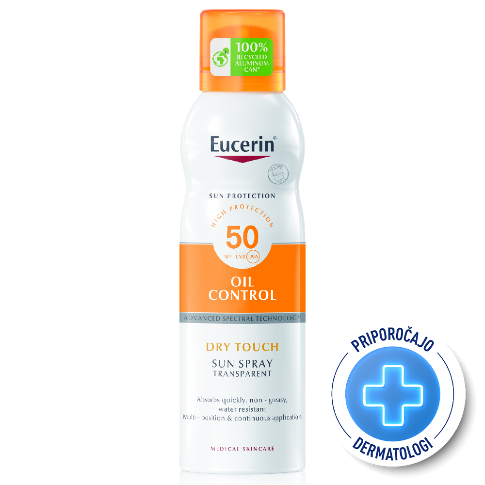 Eucerin Sun Dry Touch, prozoren sprej za zaščito pred soncem - ZF50 (200 ml)