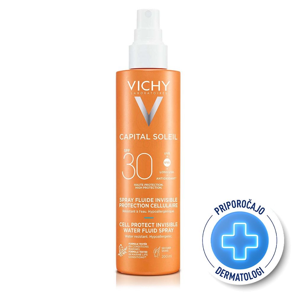 Vichy Capital Soleil, fluid na vodni osnovi za zaščito kožnih celic - ZF30 (200 ml)