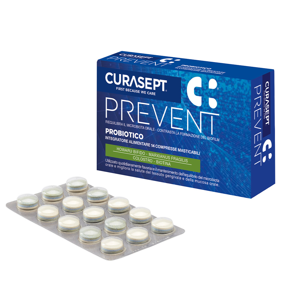 Curasept Prevent, žvečljive tablete z mikroorganizmi (14 tablet)