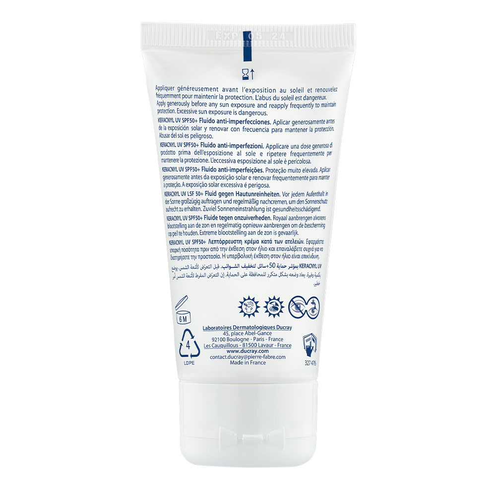 Ducray Keracnyl, UV fluid za zaščito kože pred soncem za obraz - ZF50+ (50 ml)