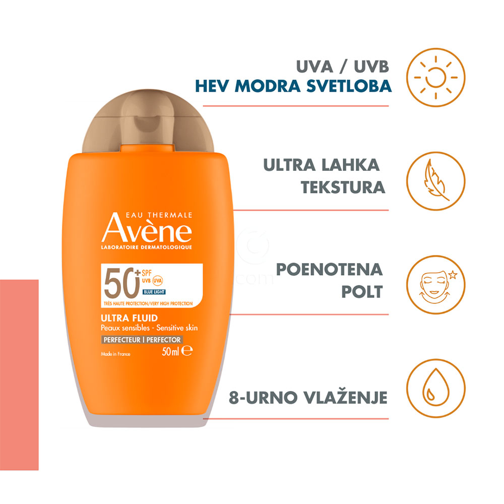 Avene Sun, obarvani ultra fluid za zaščito pred soncem za obraz - ZF 50 + (50 ml)