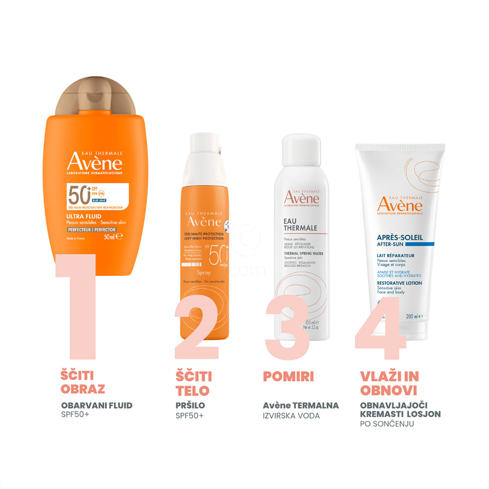 Avene Sun, obarvani ultra fluid za zaščito pred soncem za obraz - ZF 50 + (50 ml)