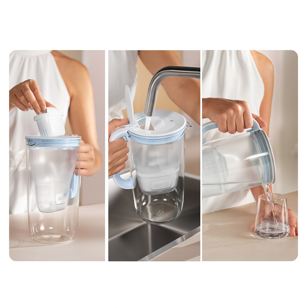 Brita Glass One, stekleni vrč za filtriranje vode - 2,5 l (1 komplet)