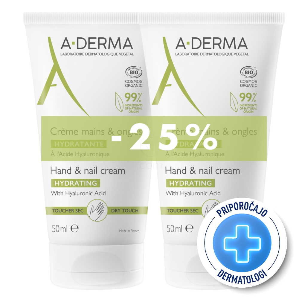 A-Derma, krema za roke in nohte - paket (2 x 50 ml)