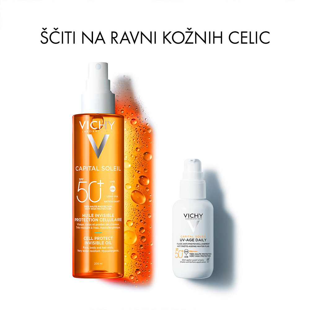 Vichy Capital Soleil, zaščitno olje za obraz, telo in konice las ZF 50+ (200 ml)