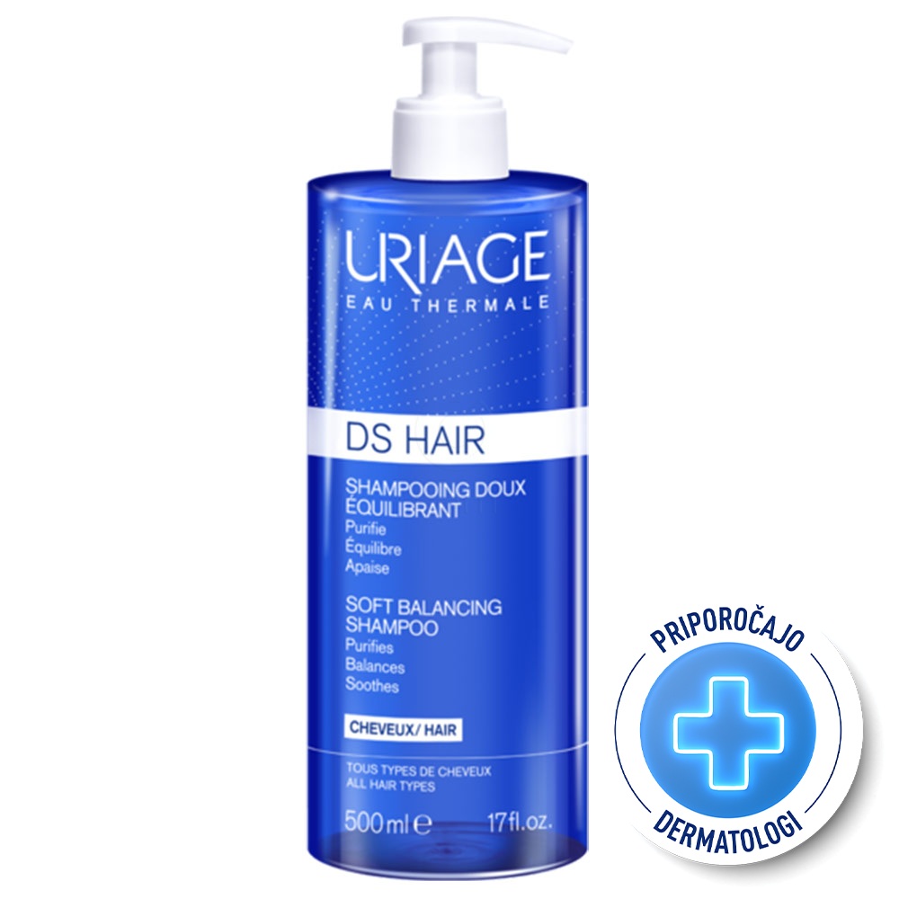 Uriage DS Hair, nežen šampon za uravnavanje lasišča (500 ml)