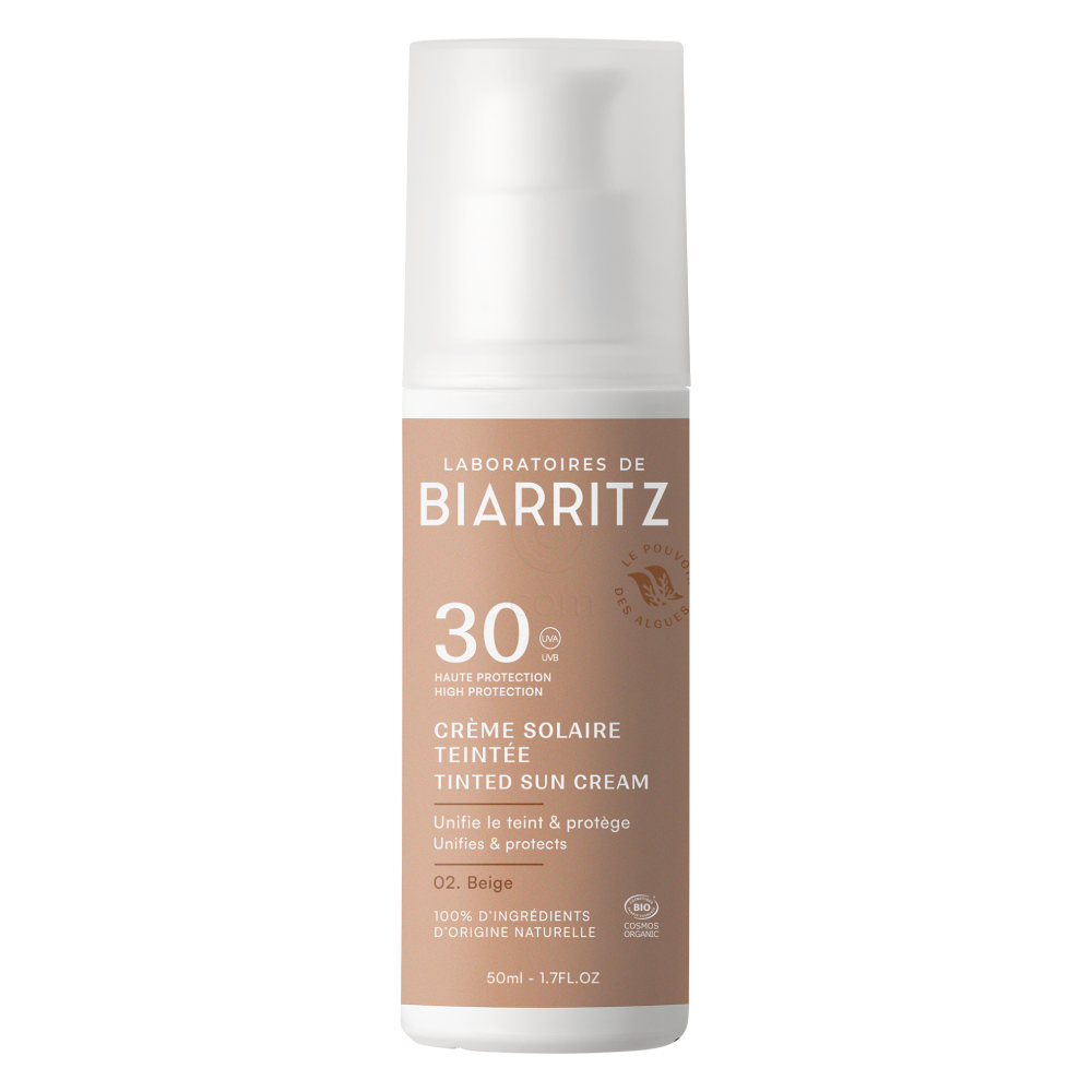 Biarritz BIO, tenirana krema za obraz za zaščito pred soncem - bež - ZF30 (50 ml)