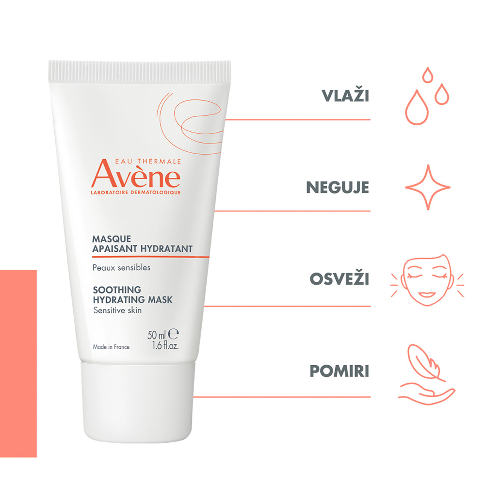 Avene, pomirjujoča maska za vlaženje kože (50 ml)