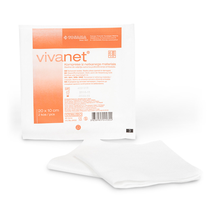 Vivanet, sterilne komprese 20 x 10 cm (25 x 2 kompresi)