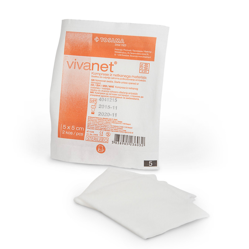 Vivanet, sterilne komprese 5 x 5 cm (55 x 2 kompresi)