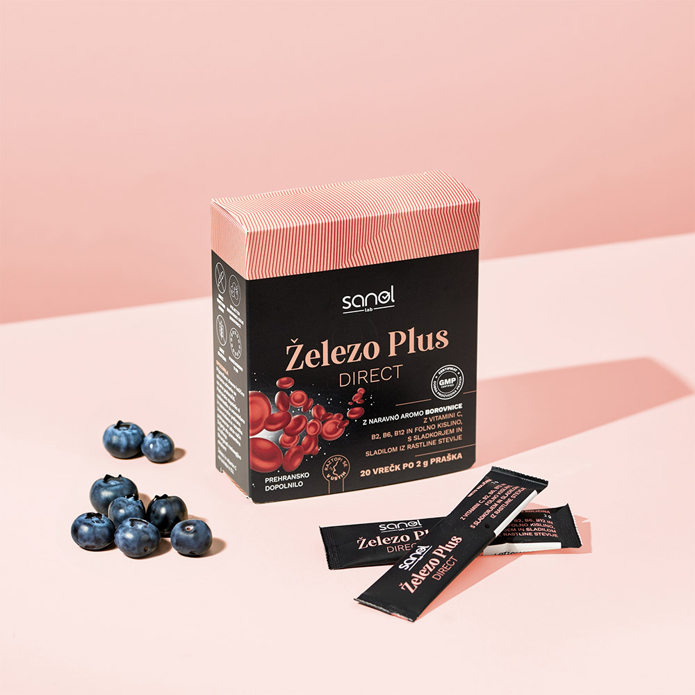 Sanol LAB Železo Plus Direct, vrečke (20 x 2 g)