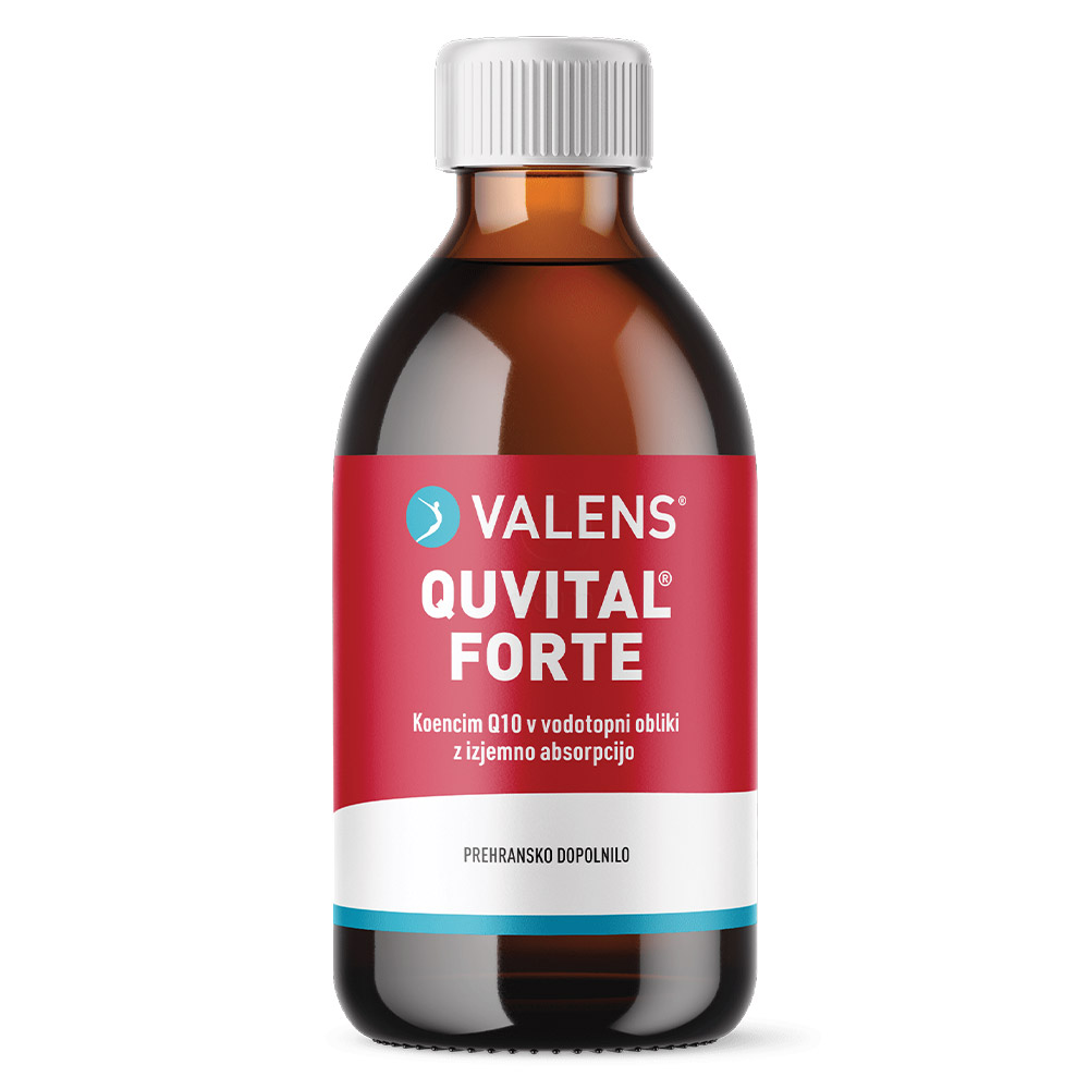 Valens Quvital Q10 Forte tekočina z vitaminoma B1 in B2, okus jabolka (180 ml)