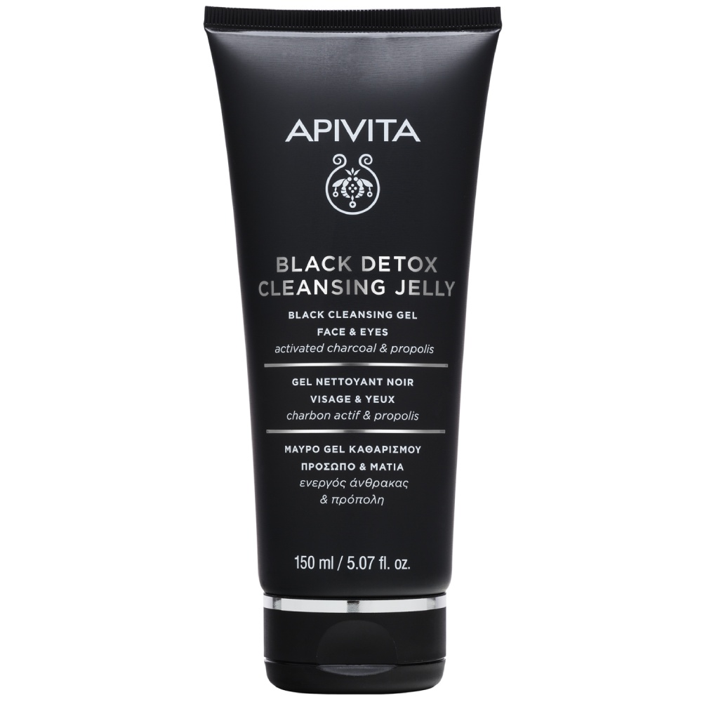 Apivita, črni čistilni gel za obraz z aktivnim ogljem in propolisom (150 ml)