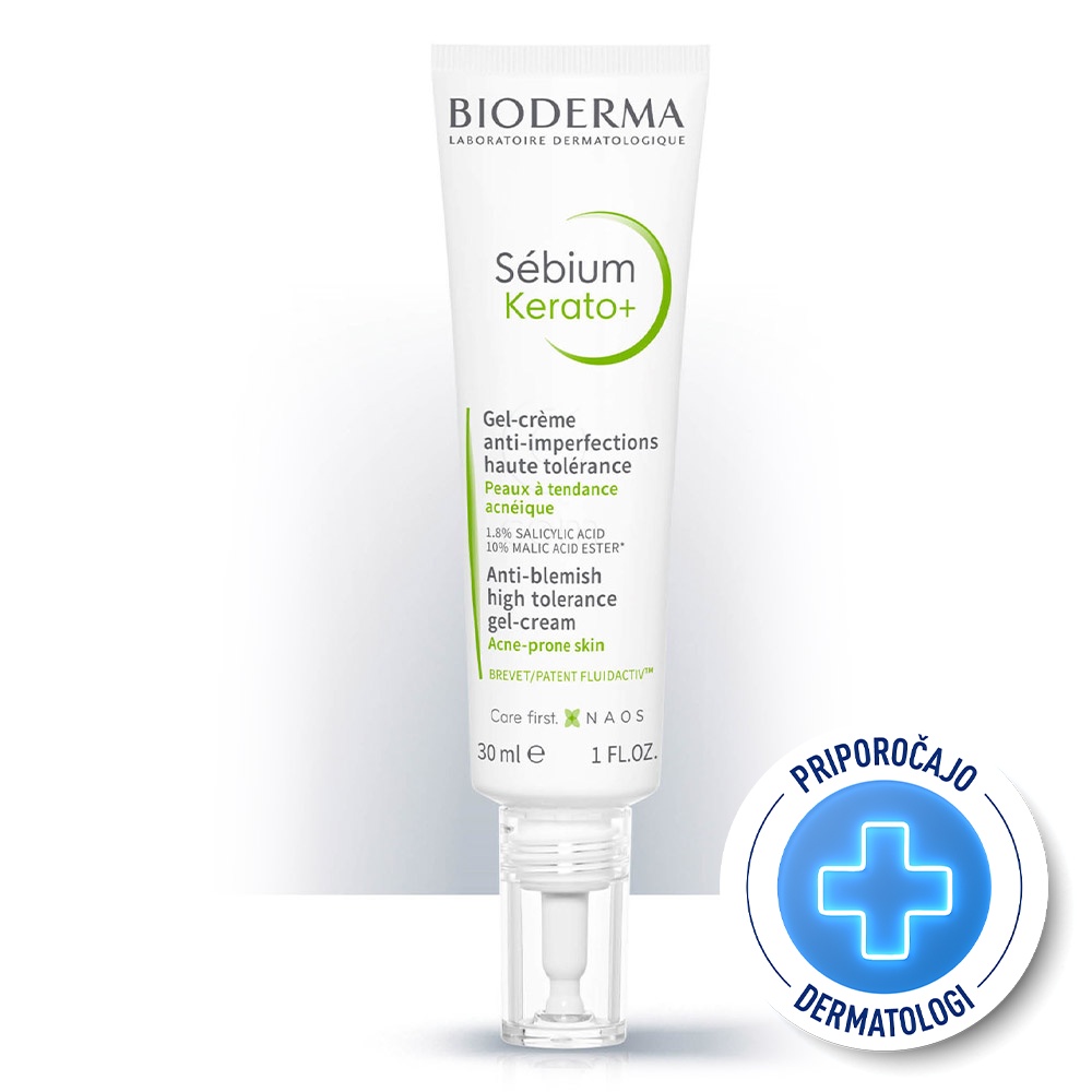 Bioderma Sebium Kerato+, visoko tolerančna krema za kožo nagnjeno k aknam (30 ml)