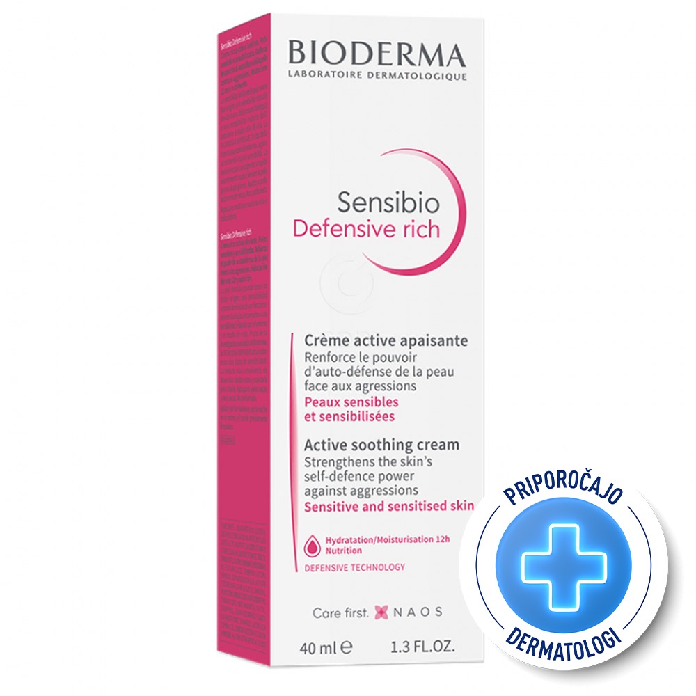 Bioderma Sensibio Defensive Rich, bogata pomirjujoča krema za občutljivo kožo (40 ml)