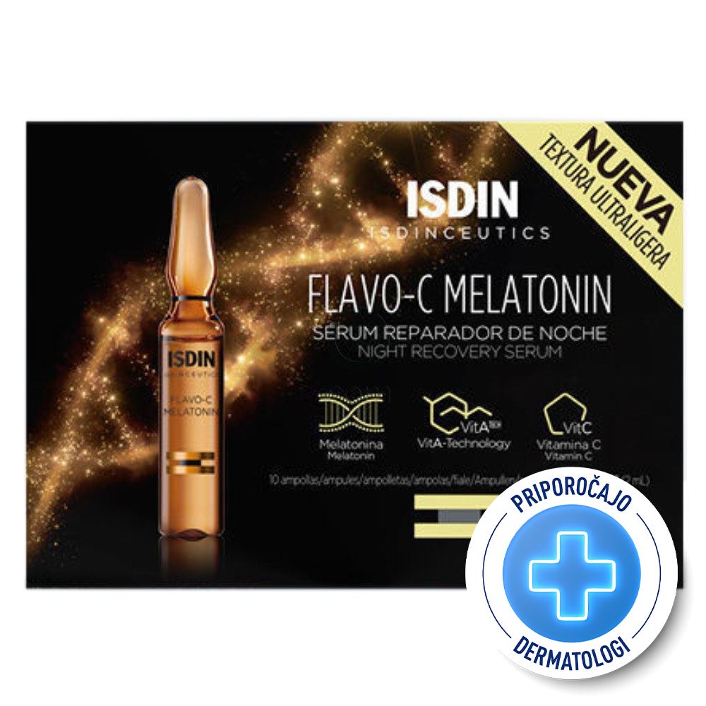 ISDIN Isdinceutics Flavo-C Melatonin, nočni obnovitveni serum - ampule (10 x 2 ml)