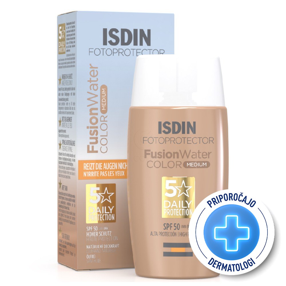 ISDIN Sun Fotoprotector Fusion Water Color, obarvana krema za zaščito pred soncem - medium - ZF50 (50 ml)