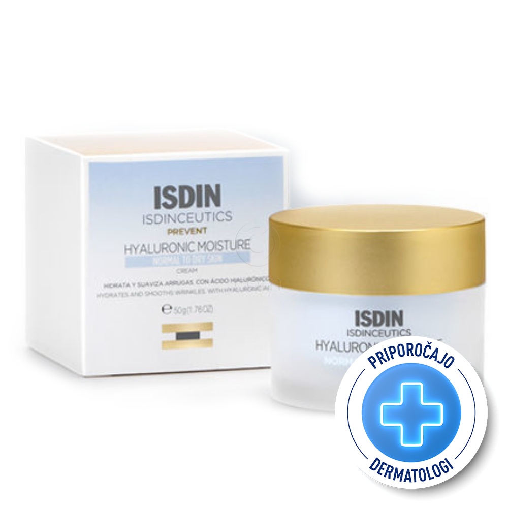 ISDIN Isdinceutics Prevent Hyaluronic Moisture Sensitive skin, hialuronska vlažilna krema za normalno do suho kožo (50 ml)