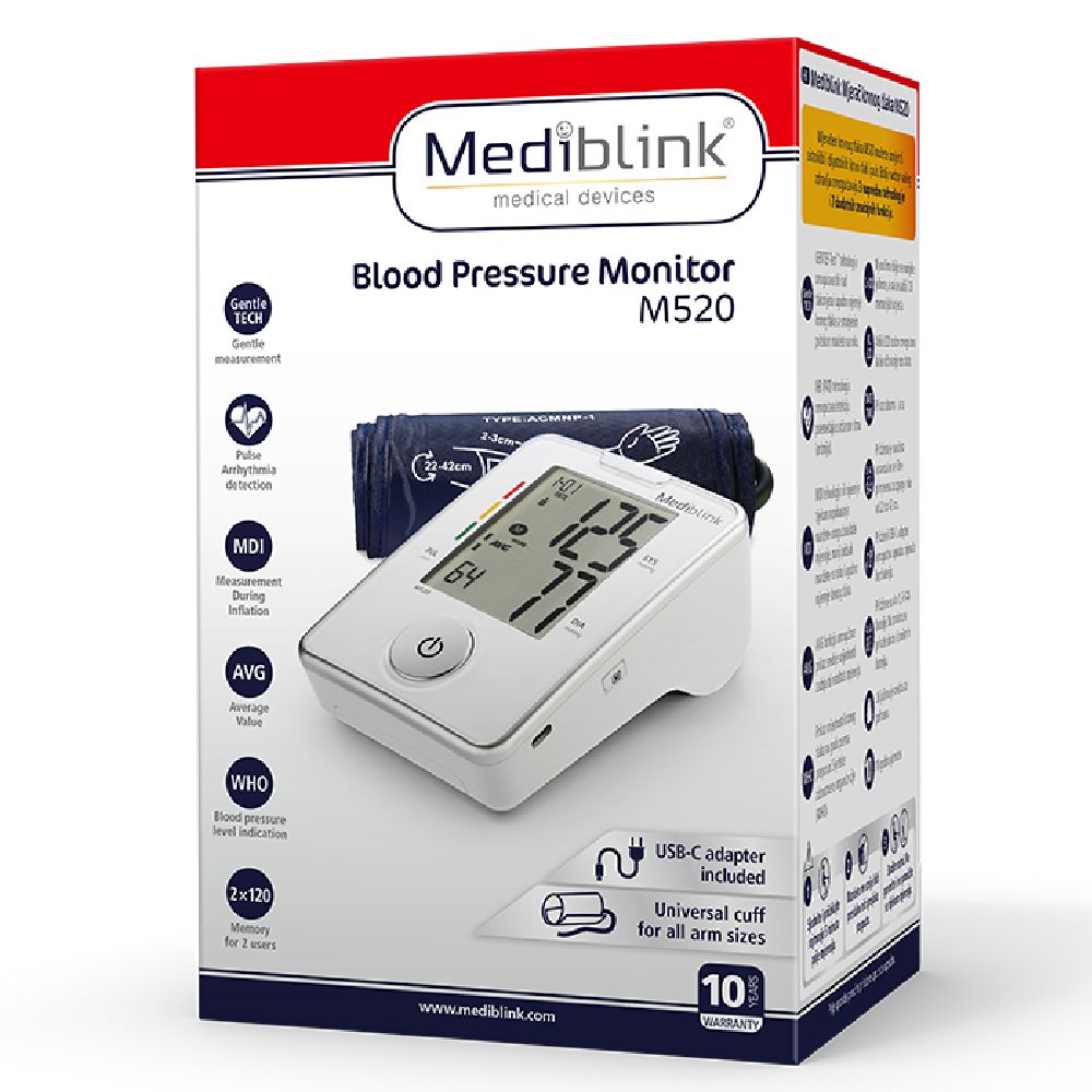 Mediblink M520, nadlahtni merilnik krvnega tlaka (1 aparat)