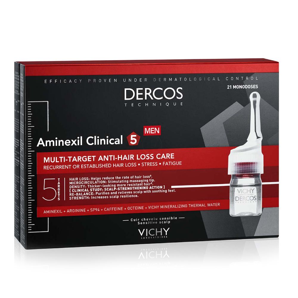 Vichy Dercos Aminexil Clinical 5, ampule proti izpadanju las za moške (21 x 6 ml)