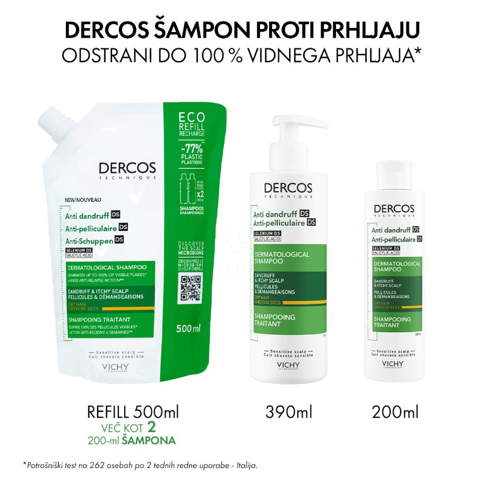 Vichy Dercos, šampon proti prhljaju za suhe lase (200 ml)