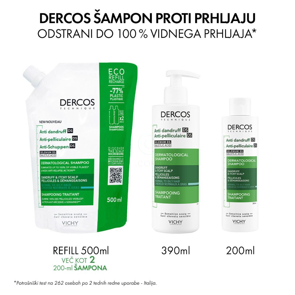 Vichy Dercos, šampon proti prhljaju za normalne in mastne lase (200 ml)