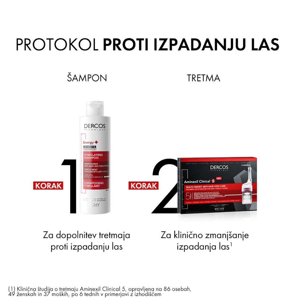 Vichy Dercos Aminexil Energisant, šampon proti izpadanju las - 200 ml