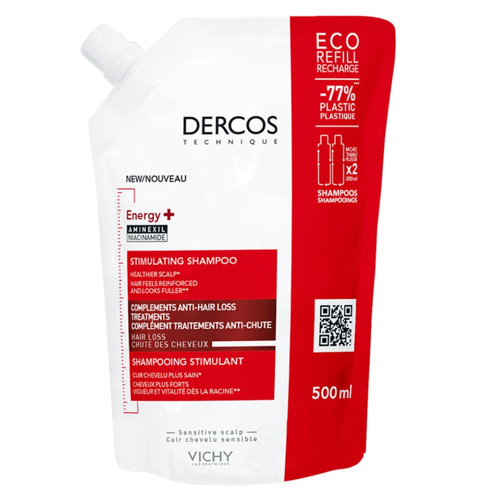  Vichy Dercos Aminexil Energisant, šampon proti izpadanju las - eko refill (500 ml)