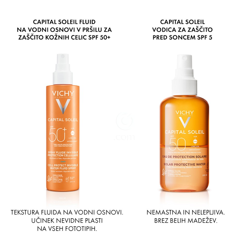 Vichy Capital Soleil, fluid na vodni osnovi v pršilu za zaščito kožnih celic - ZF50+ (200 ml)