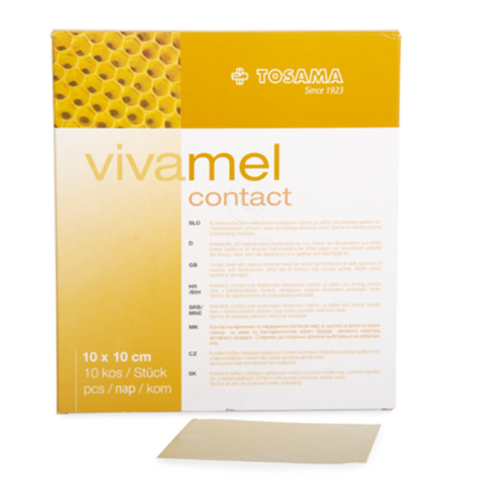 Vivamel, kontaktna mrežica z medicinskim medom 10 x 10 cm (10 mrežic)