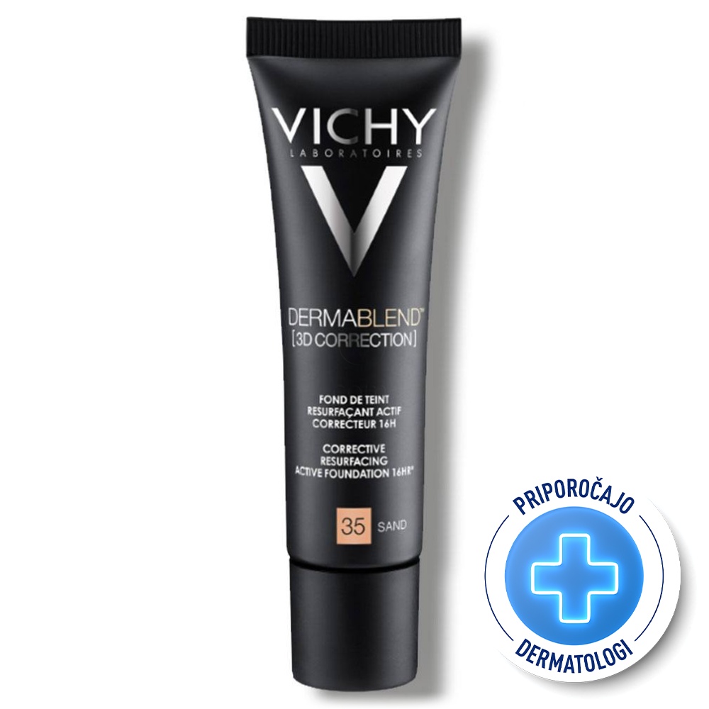Vichy Dermablend 3D-35-Sand, korektivni puder za mastno kožo, nagnjeno k aknam (30 ml)