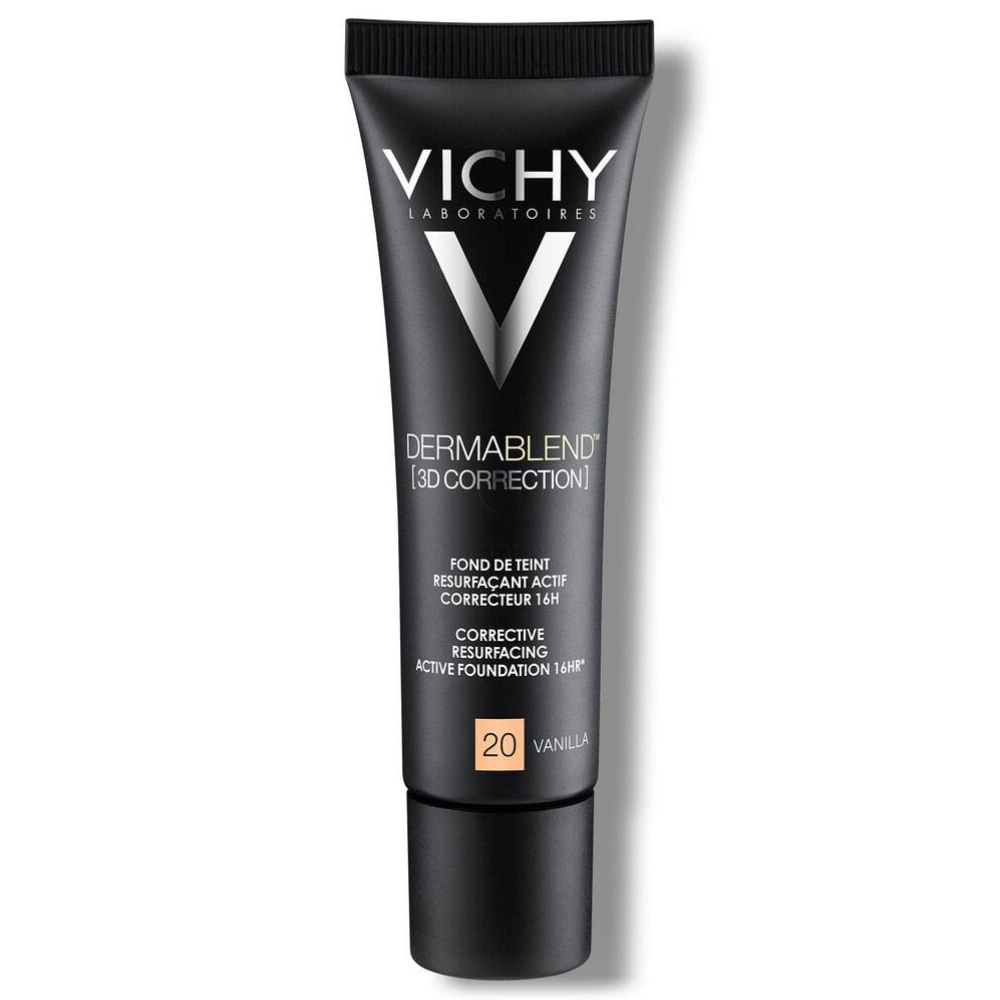 Vichy Dermablend 3D-20-Vanilla, korektivni puder za mastno kožo, nagnjeno k aknam (30 ml)