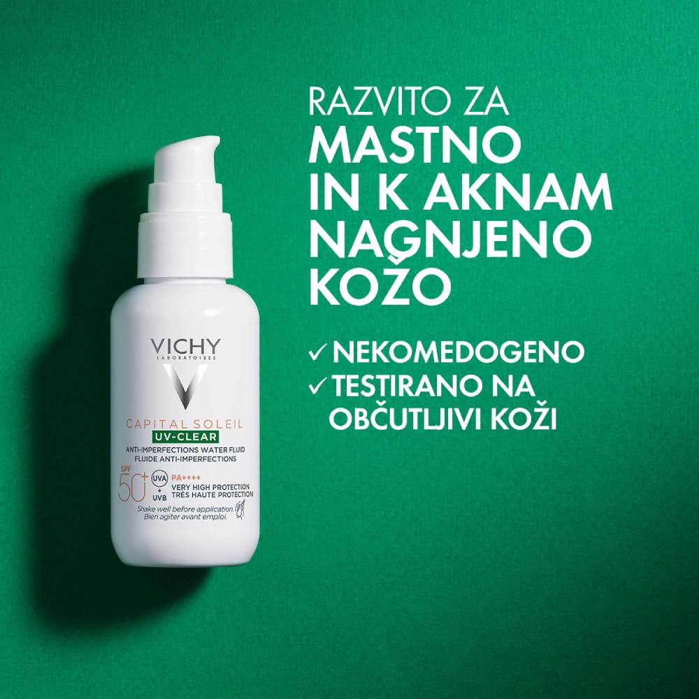 Vichy Capital Soleil UV-Clear, fluid za zaščito pred soncem proti nepravilnostim - ZF50+ (40 ml)