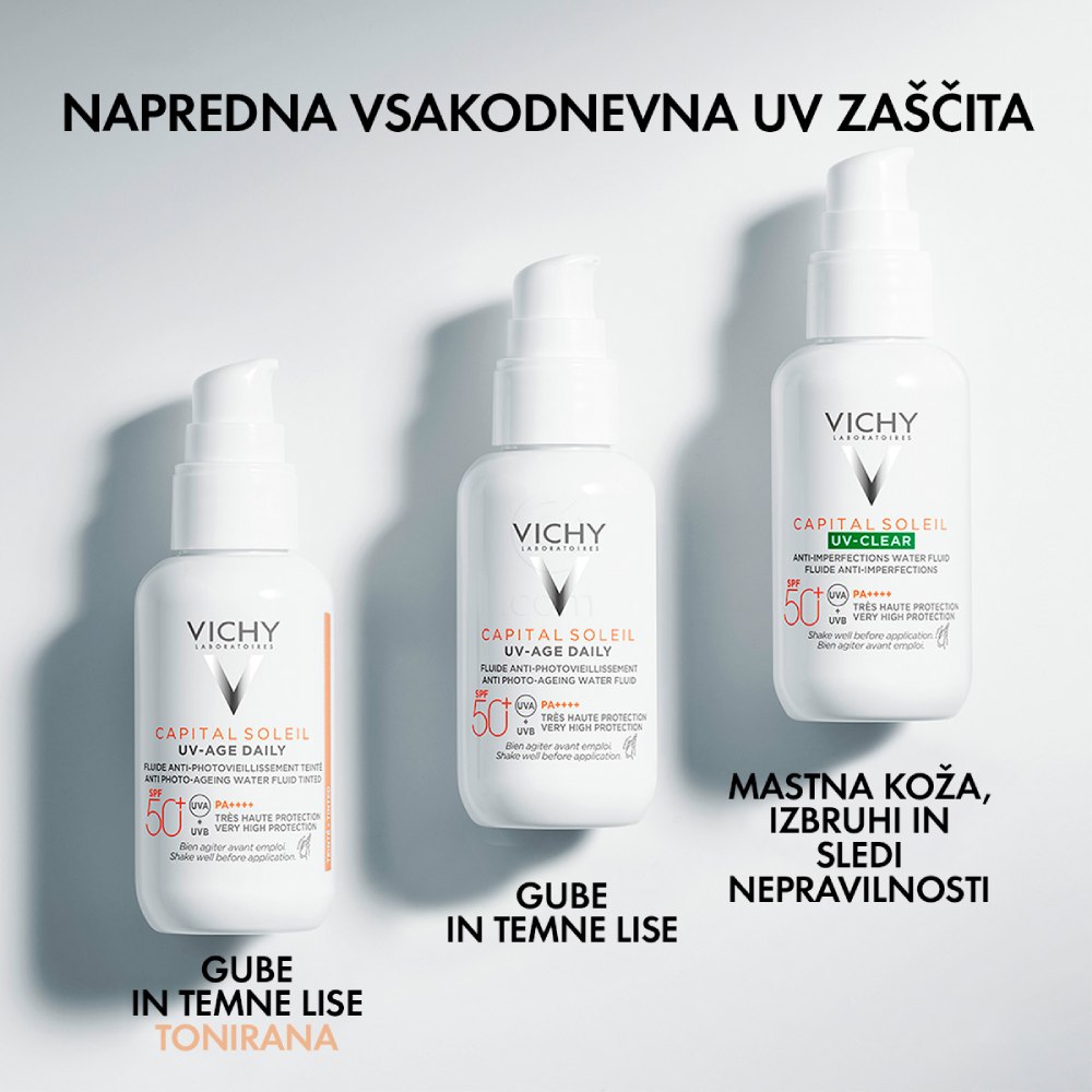 Vichy Capital Soleil UV-Clear, fluid za zaščito pred soncem proti nepravilnostim - ZF50+ (40 ml)