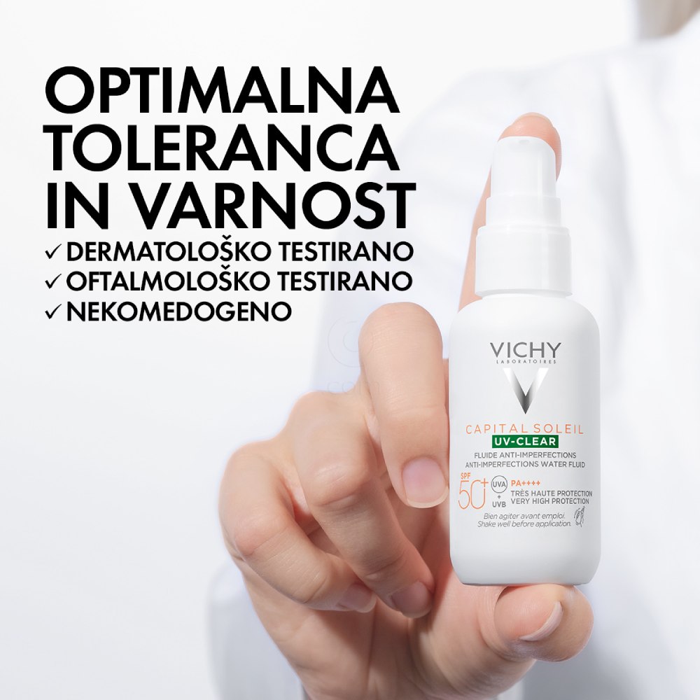 Vichy Capital Soleil UV-Clear, fluid za zaščito pred soncem proti nepravilnostim - ZF50+ (40 ml)