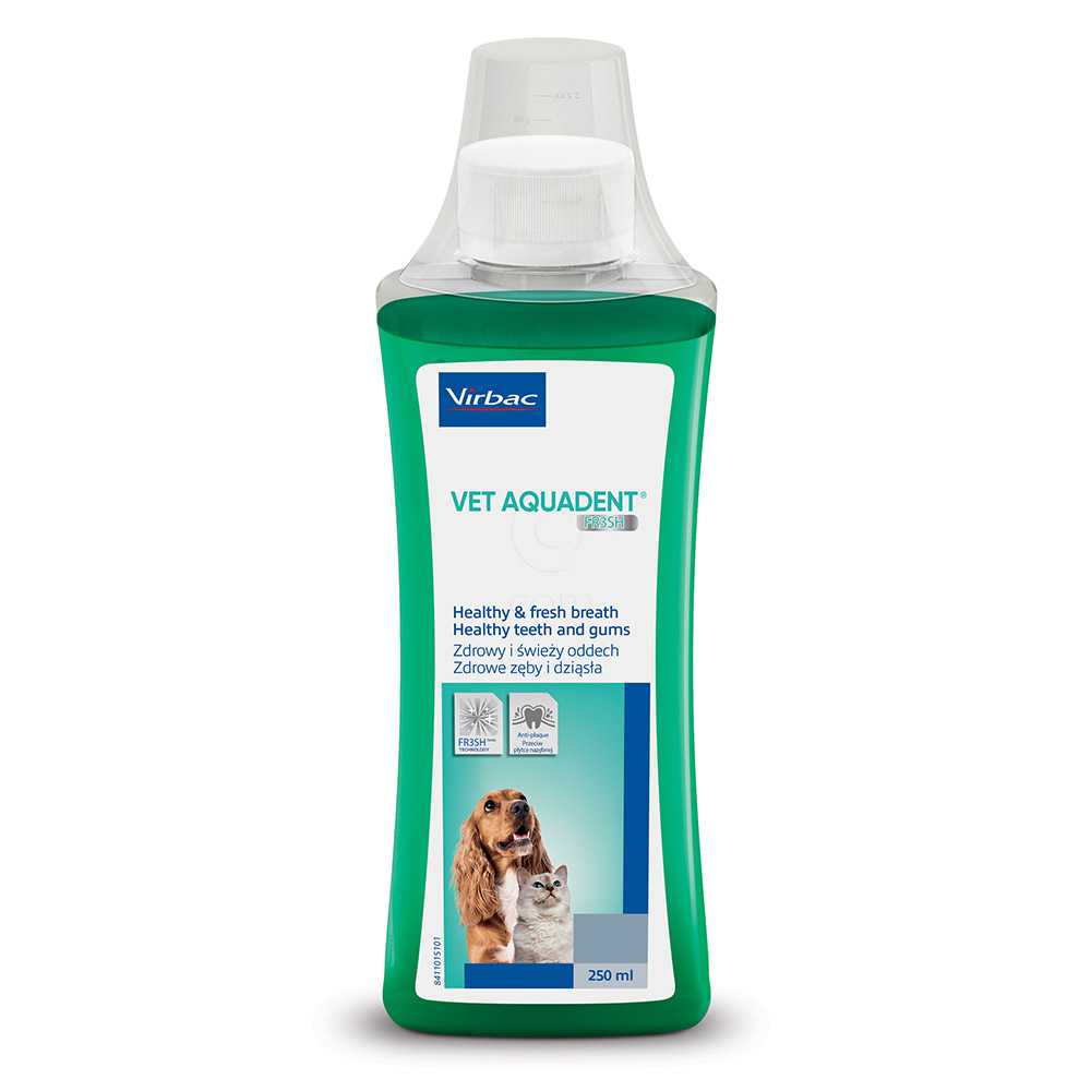 Vet Aquadent Fr3sh Virbac, raztopina za nego ust in ustne votline psov in mačk (250 ml)