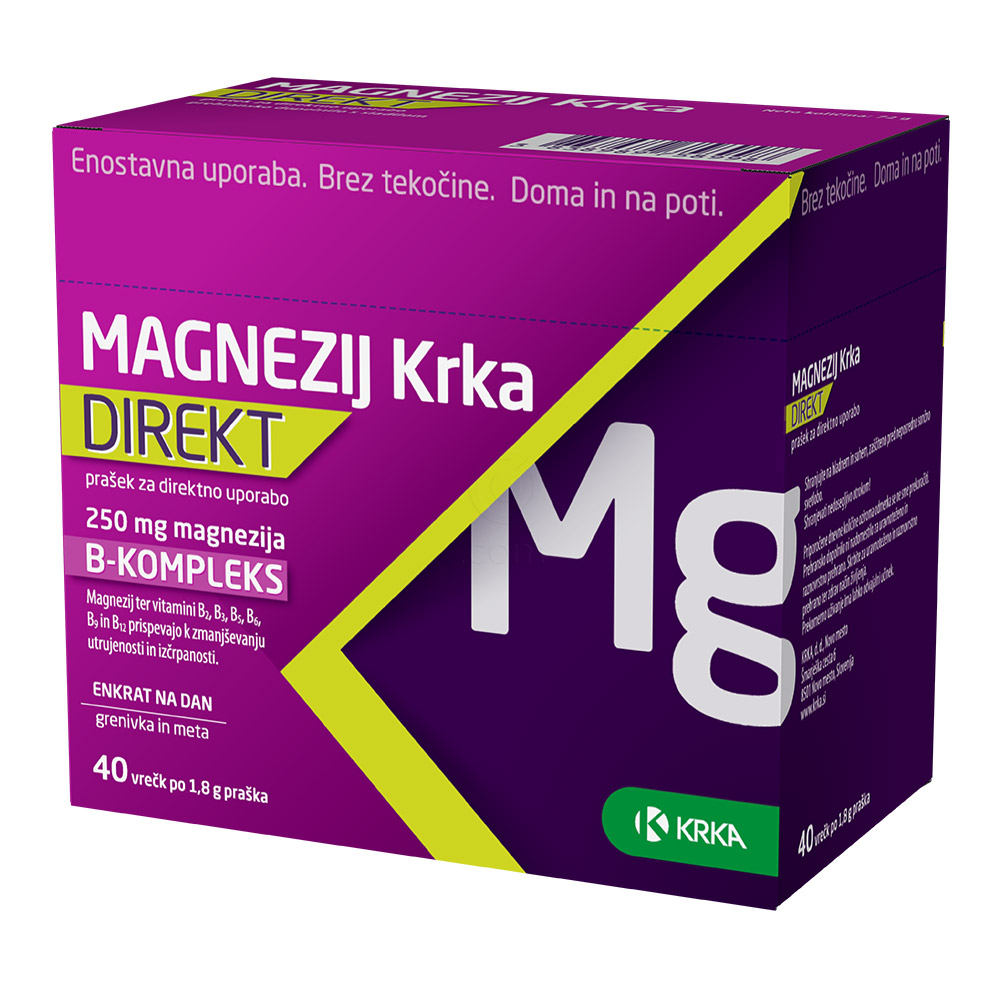 Magnezij DIREKT Krka, prašek za direktno uporabo - vrečke (40 x 1,8 g)