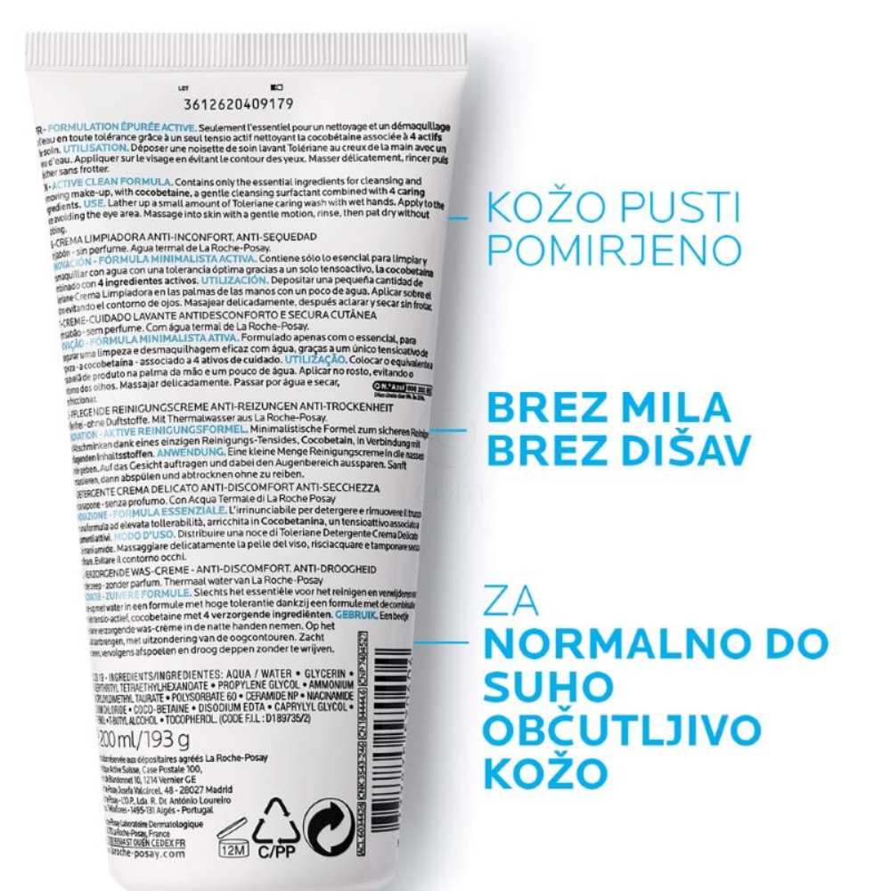 LRP Toleriane, negovalni gel za umivanje obraza (200 ml)