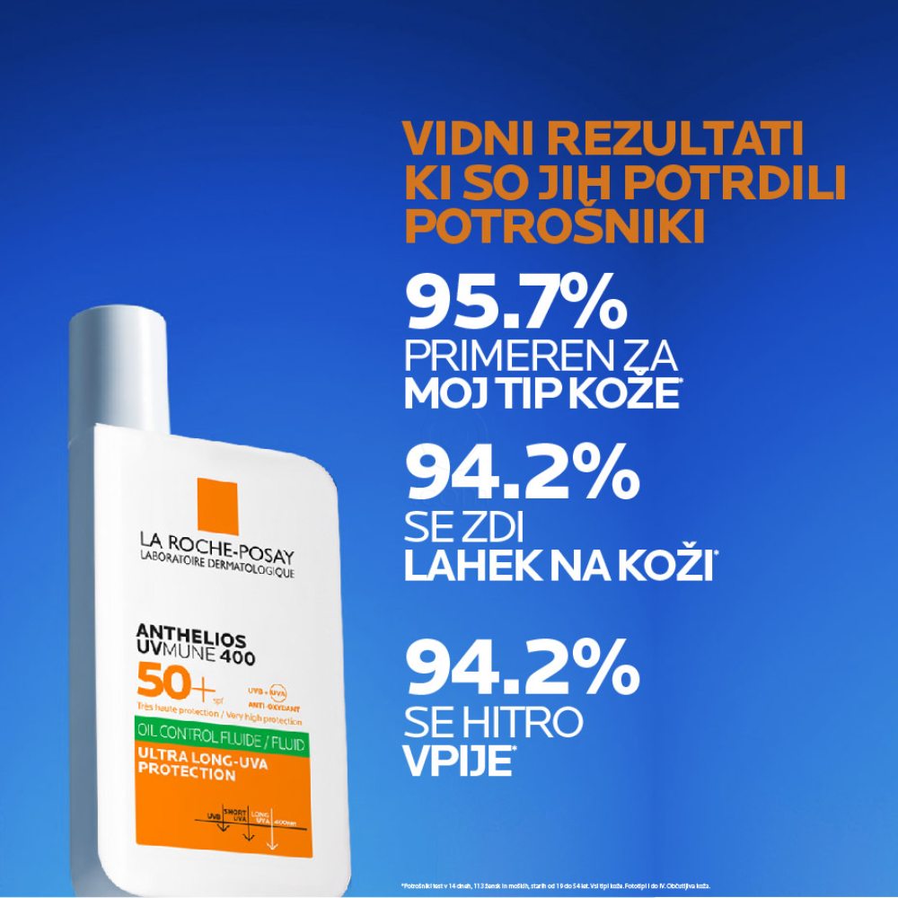 LRP Anthelios UVMUNE 400 Oil Control, fluid za mastno kožo - ZF50+ (50 ml)