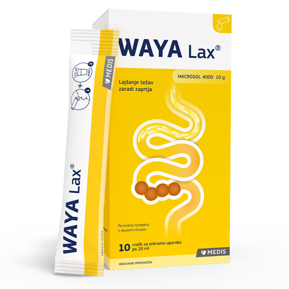 Waya Lax, peroralna raztopina - vrečke (10 x 20 ml)