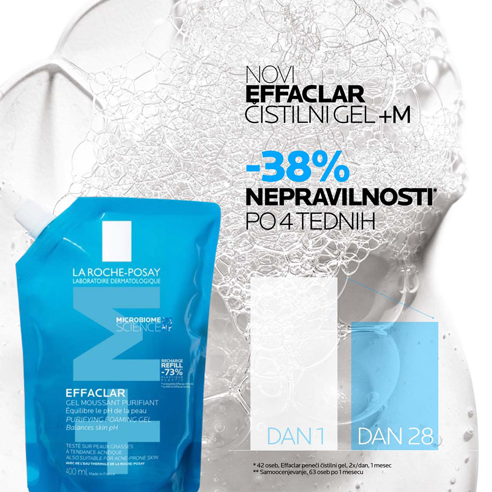 LRP Effaclar +M, peneči gel + eko polnilo za kožo nagnjeno k aknam in nepravilnostim - čiščenje + polnilo (2 x 400 ml)