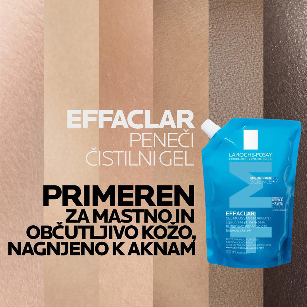 LRP Effaclar +M, peneči gel + eko polnilo za kožo nagnjeno k aknam in nepravilnostim - paket čiščenje + polnilo (2 x 400 ml)
