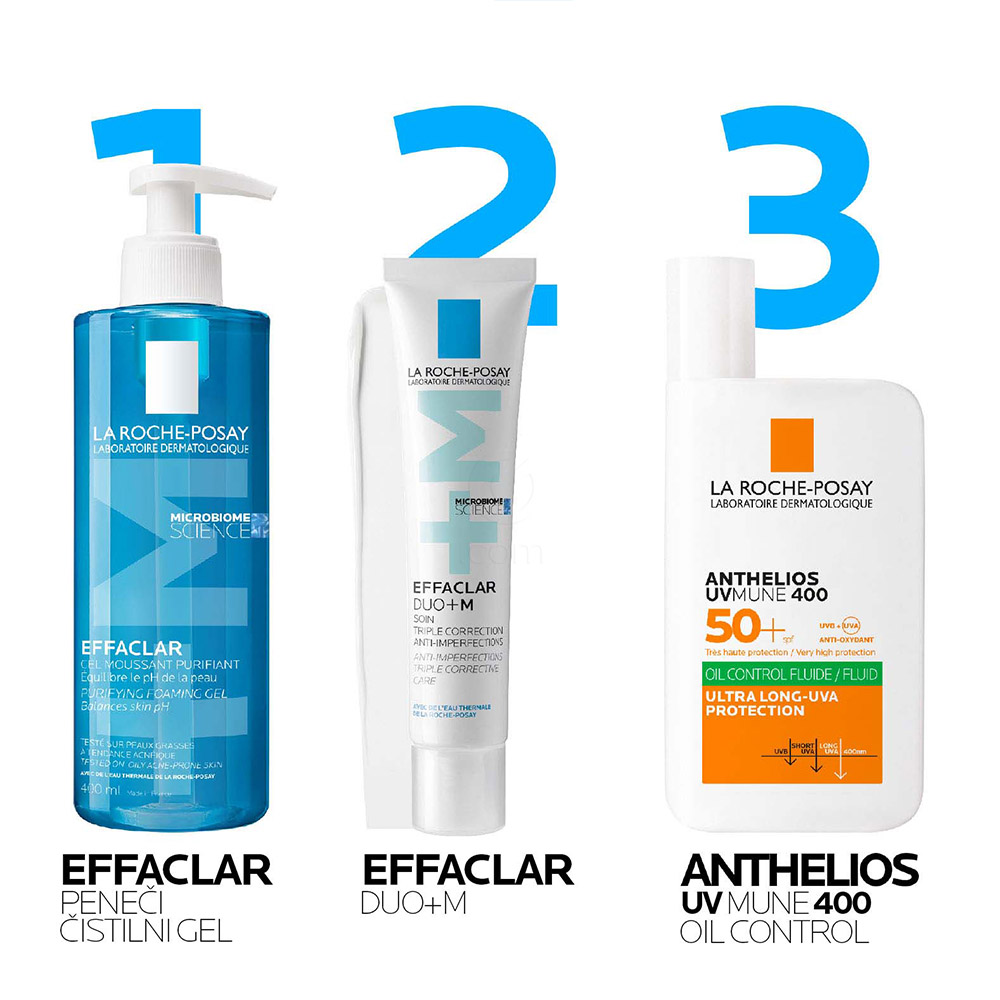 LRP Effaclar +M, peneči gel + eko polnilo za kožo nagnjeno k aknam in nepravilnostim - paket čiščenje + polnilo (2 x 400 ml)