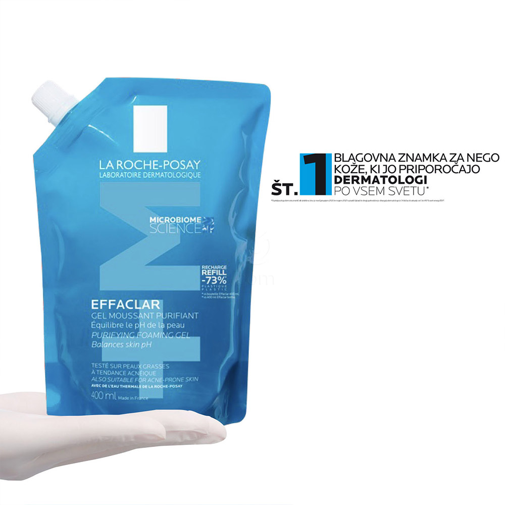 LRP Effaclar +M, peneči gel + eko polnilo za kožo nagnjeno k aknam in nepravilnostim - čiščenje + polnilo (2 x 400 ml)