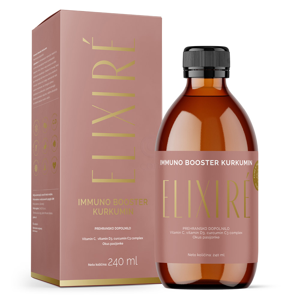 Elixire Immuno Booster Kurkumin, tekoče prehransko dopolnilo (240 ml)