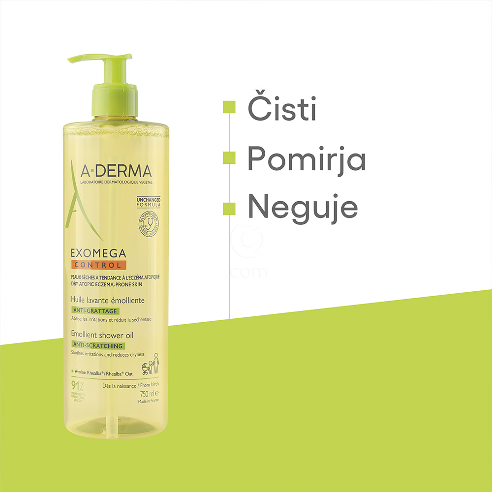 A-Derma Exomega Control, emolientno čistilno olje za tuširanje (750 ml)