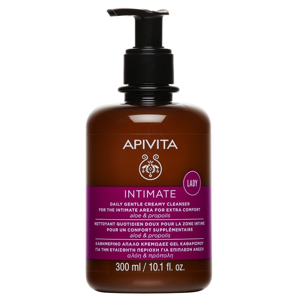 Apivita Intimate Daily Gentle Creamy Cleanser, intimna pena proti suhosti intimnega predela pH 4,0 (300 ml)